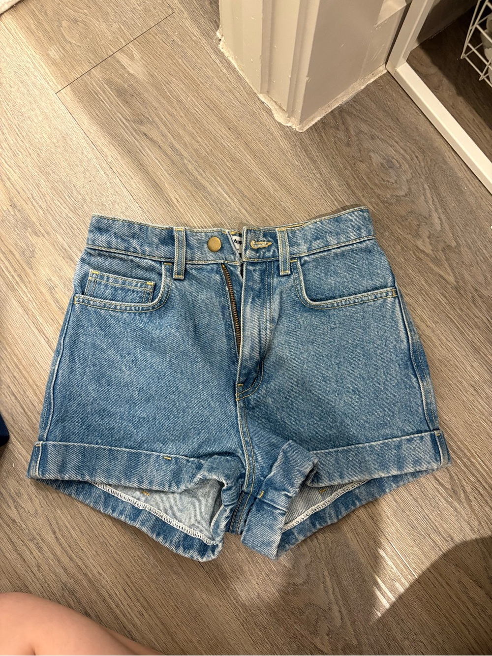 American Apparel Light Blue High-Waist Denim Shorts